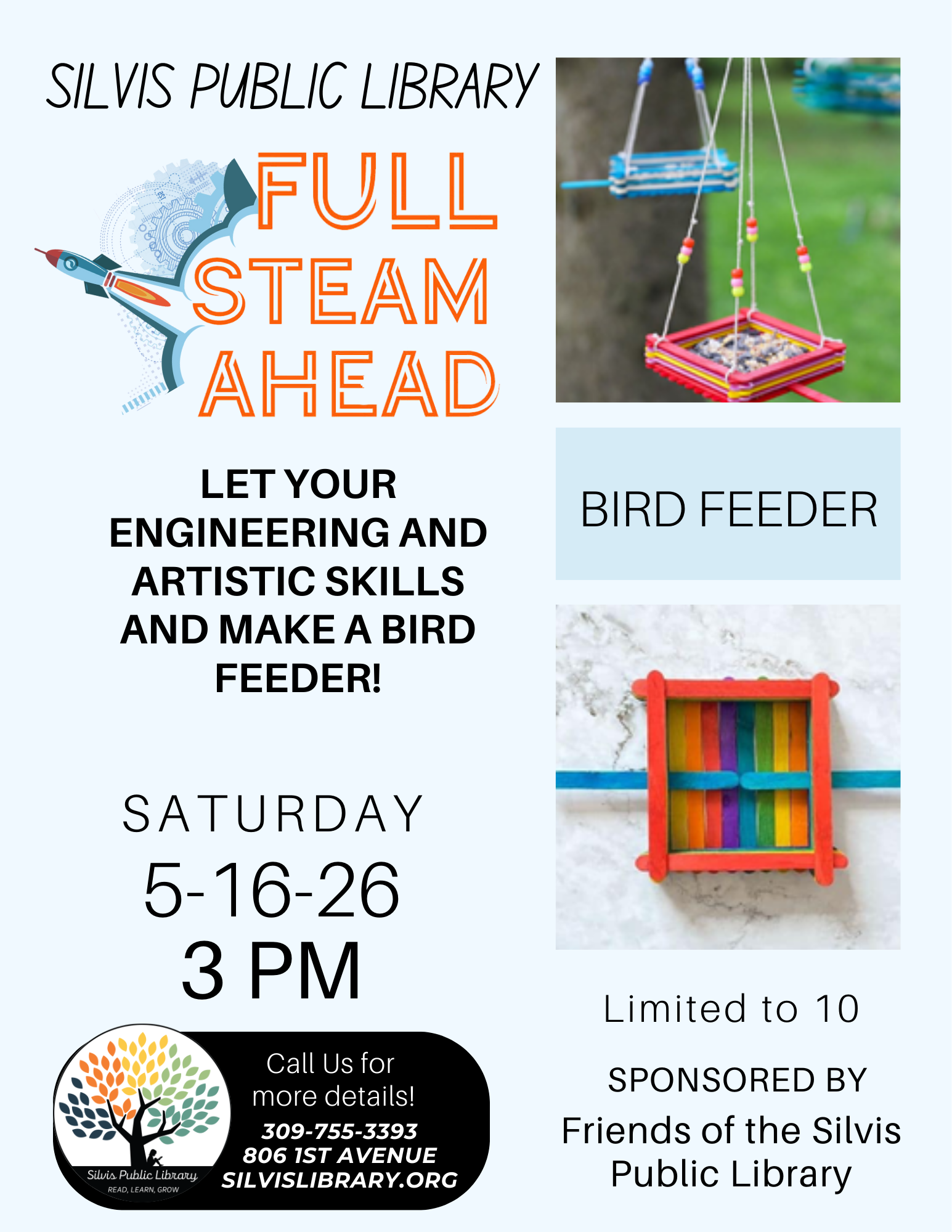 Full Steam Ahead popsicle sticks bird feeder